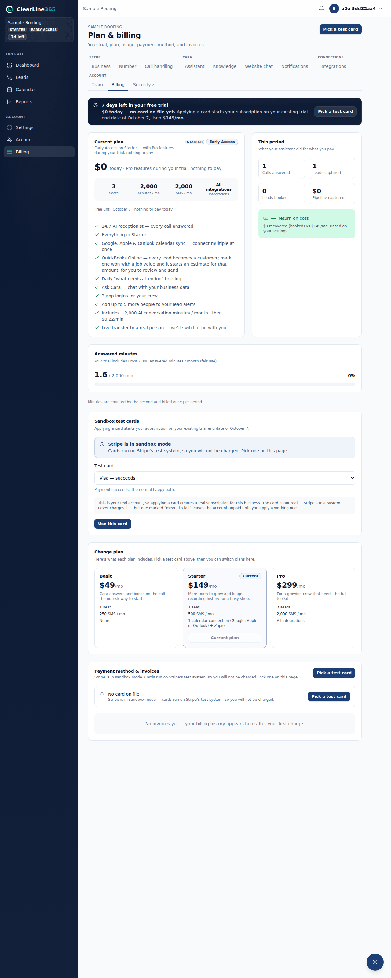 The Billing page, captured 2026-09-30
