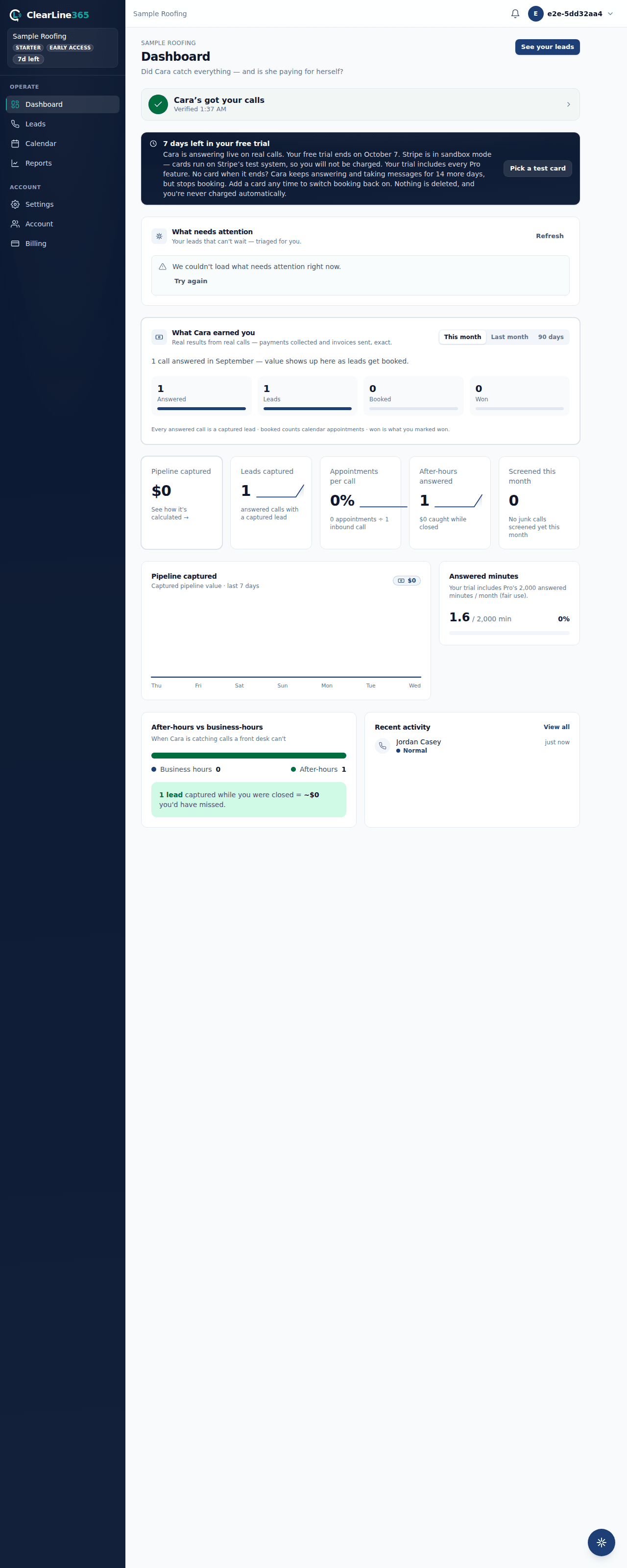 The website dashboard, captured 2026-09-30